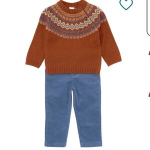 Edgehill Collection  Long Sleeve Round Neck Sweater & Pull-On Pants Set